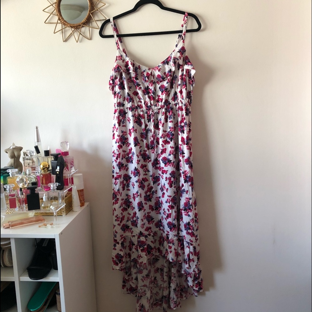 Plus High-low Floral Print Dress